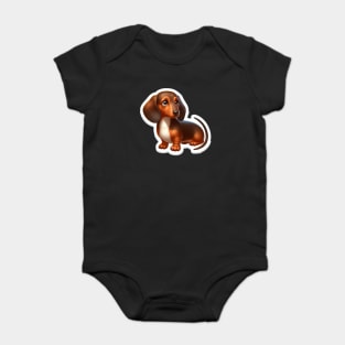 Pint-sized Pup Portraits: Miniature Dachshund Wiener Dog Art Baby Bodysuit